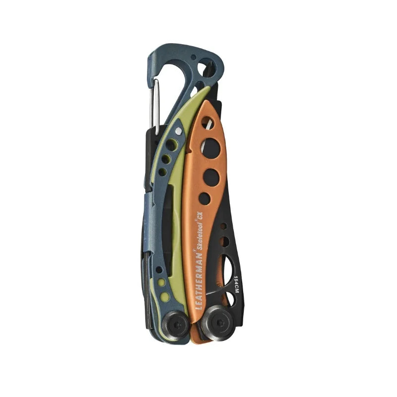 Leatherman Skeletool CX Aurora deschis cu uneltele extinse