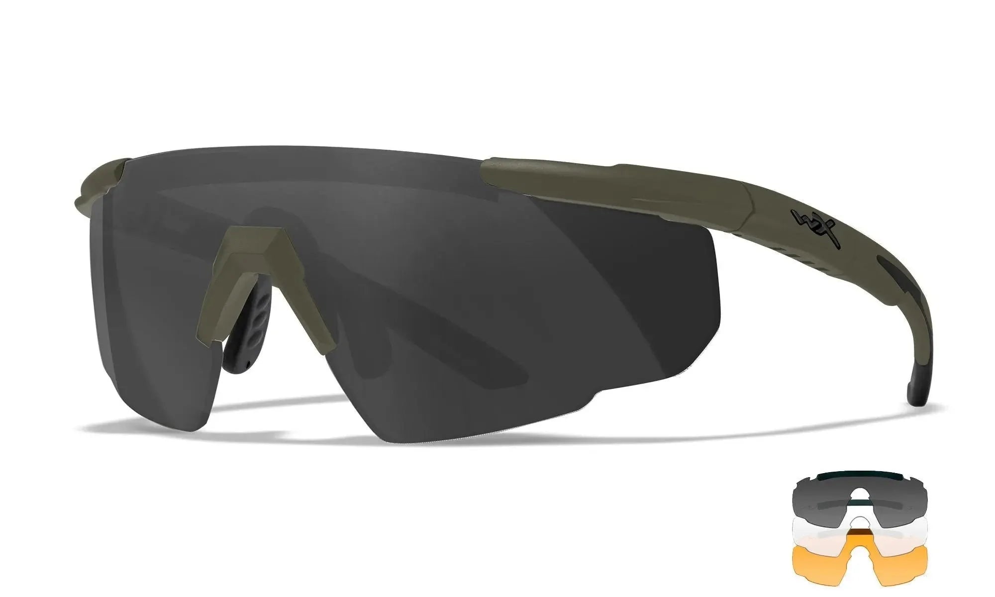 Ochelari tactici Wiley X Saber Advanced Olive cu lentila fumurie