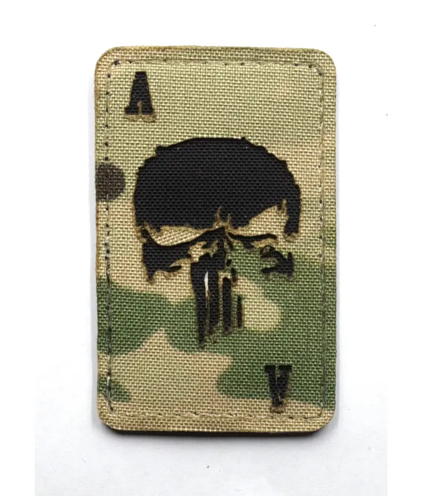 Patch Ace of Spades Skull Laser Cut Multicam 80x50 mm cu Velcro