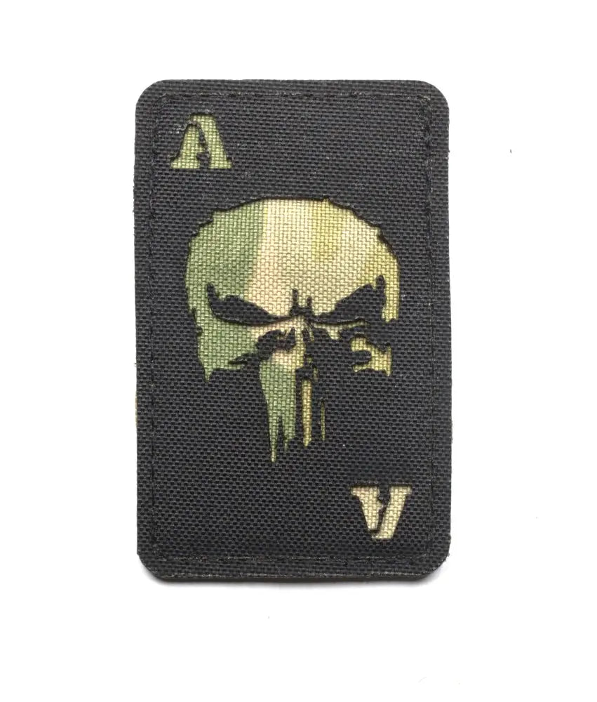 Patch Ace Skull Laser Cut negru 80x50 mm cu Velcro