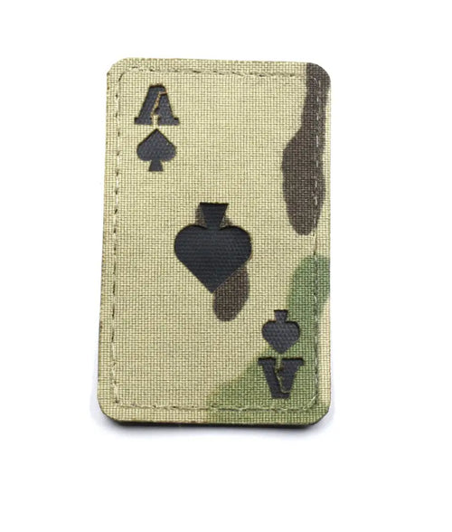 Patch Ace of Spades Skull Laser Cut Multicam 80x50 mm cu Velcro