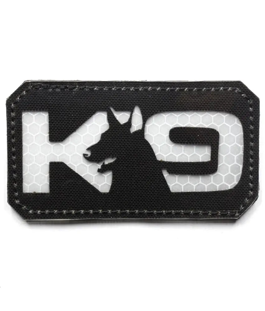 Patch K9 Logo 1 alb reflectorizant – 90 × 50 mm