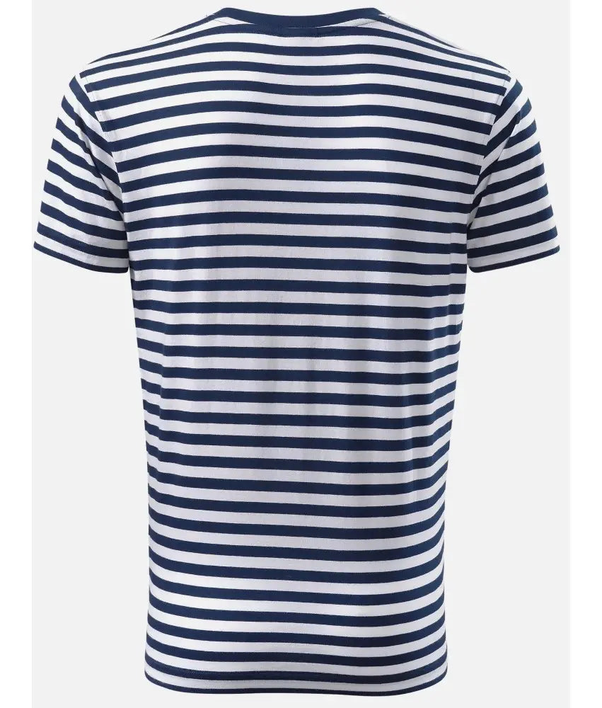 Detalii tricou Sailor Navy cu dungi alb-albastre